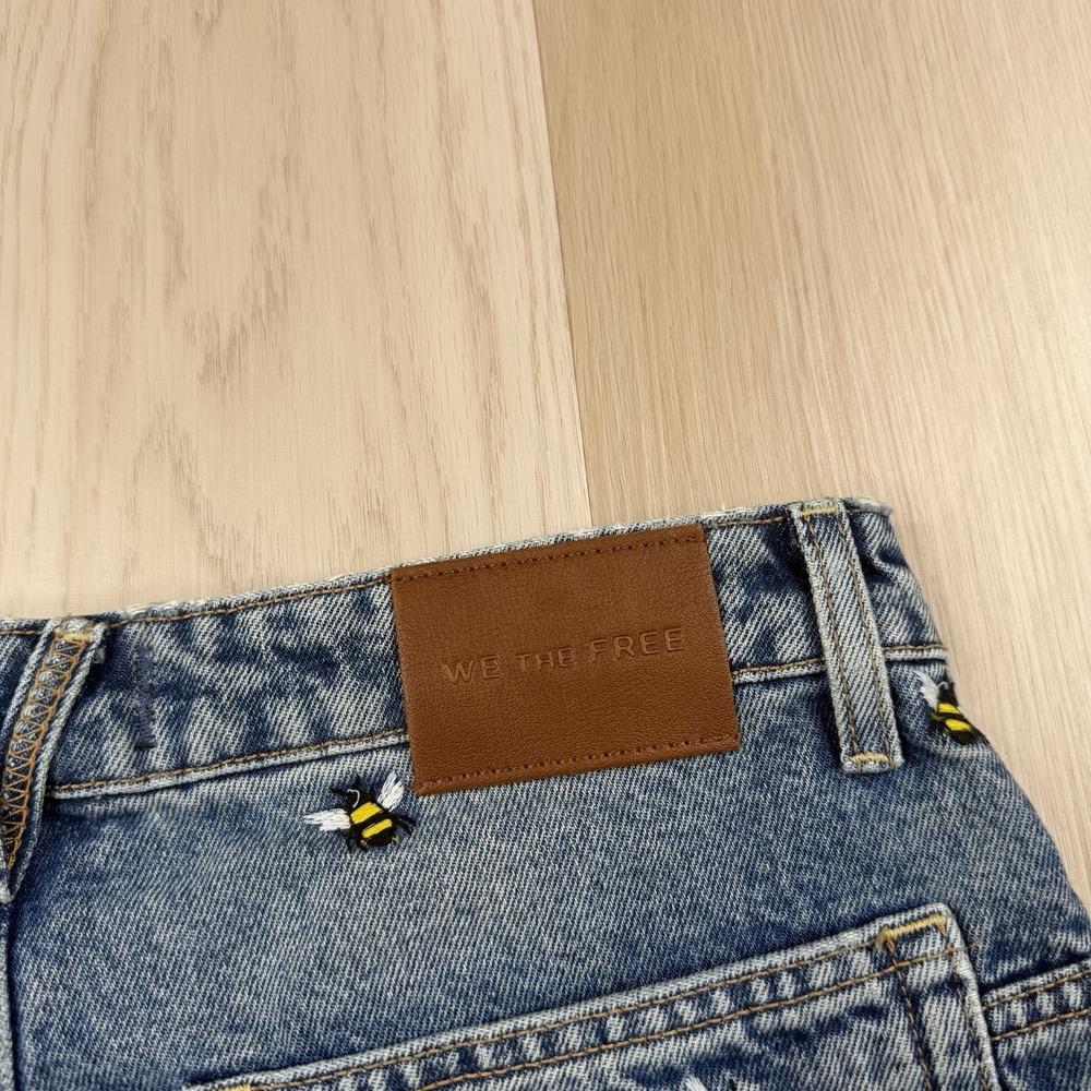 We The Free Jeans Ankle Bees Deep Trance Embroidered Dropped Boyfriend Button 29 - Picture 10 of 15